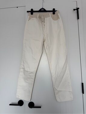 Zara Off-White High-Rise Straight Jeans